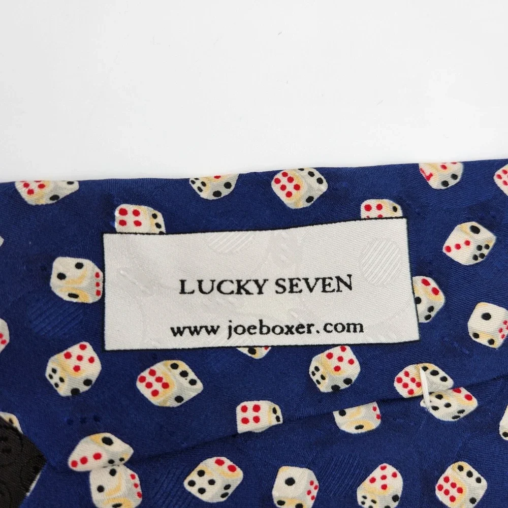 Joe Boxer Neck Tie Pointed Men's One Size Blue Allover Dice‎ Print Silk Formal